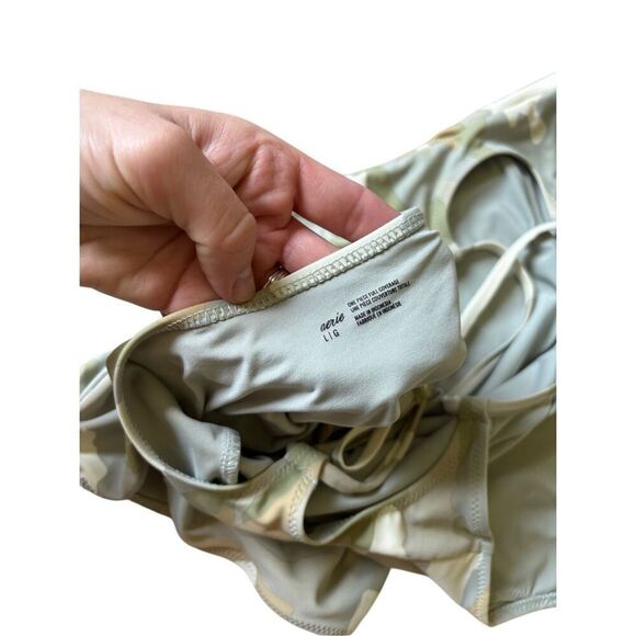 Aerie Strappy Back One Piece Camo Green Gray Swimsuit size L - Picture 5 of 6